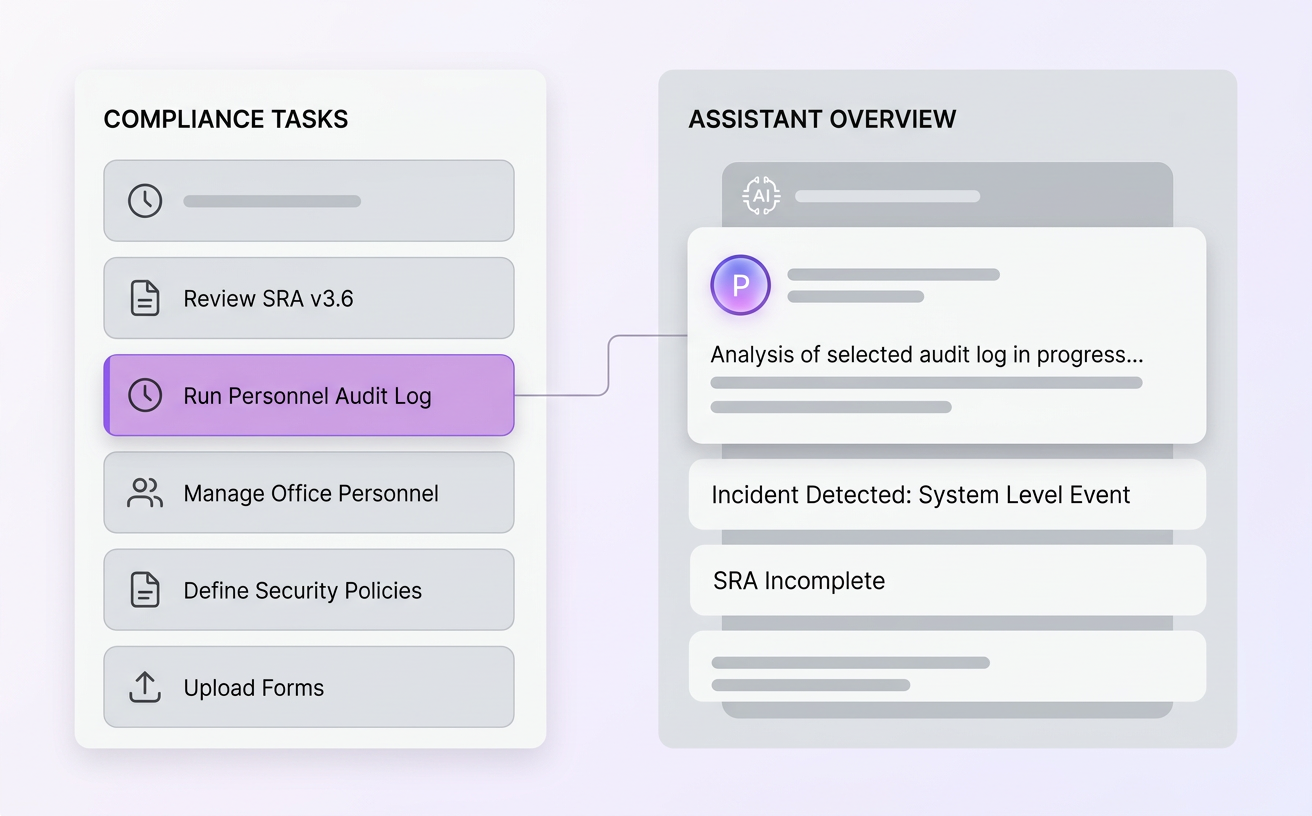 Patient Protect AI Compliance Copilot — PIPAA chat interface answering HIPAA question with citation-backed response, all running locally with zero cloud exposure