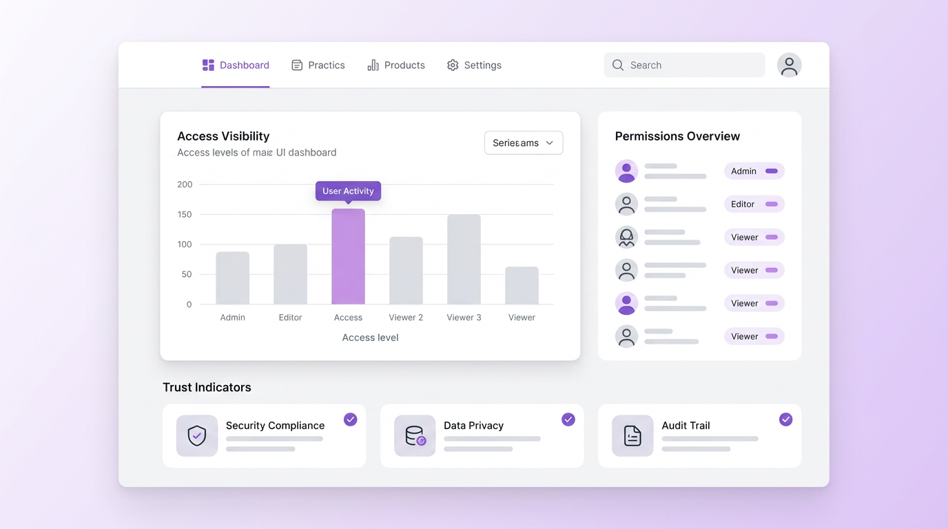 Patient Protect Patient Trust Center showing public-facing branded compliance verification page with current compliance score, security architecture summary, and patient rights information